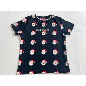 Denim&Flower Feliz Navidad navy blue short sleeve tshirt size 4